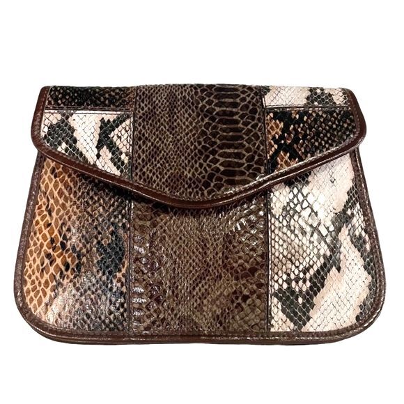 Cosmopolitan Y2K Faux Snakeskin Envelope Bag Clutch Purse Shoulderbag Handbag - Picture 1 of 7
